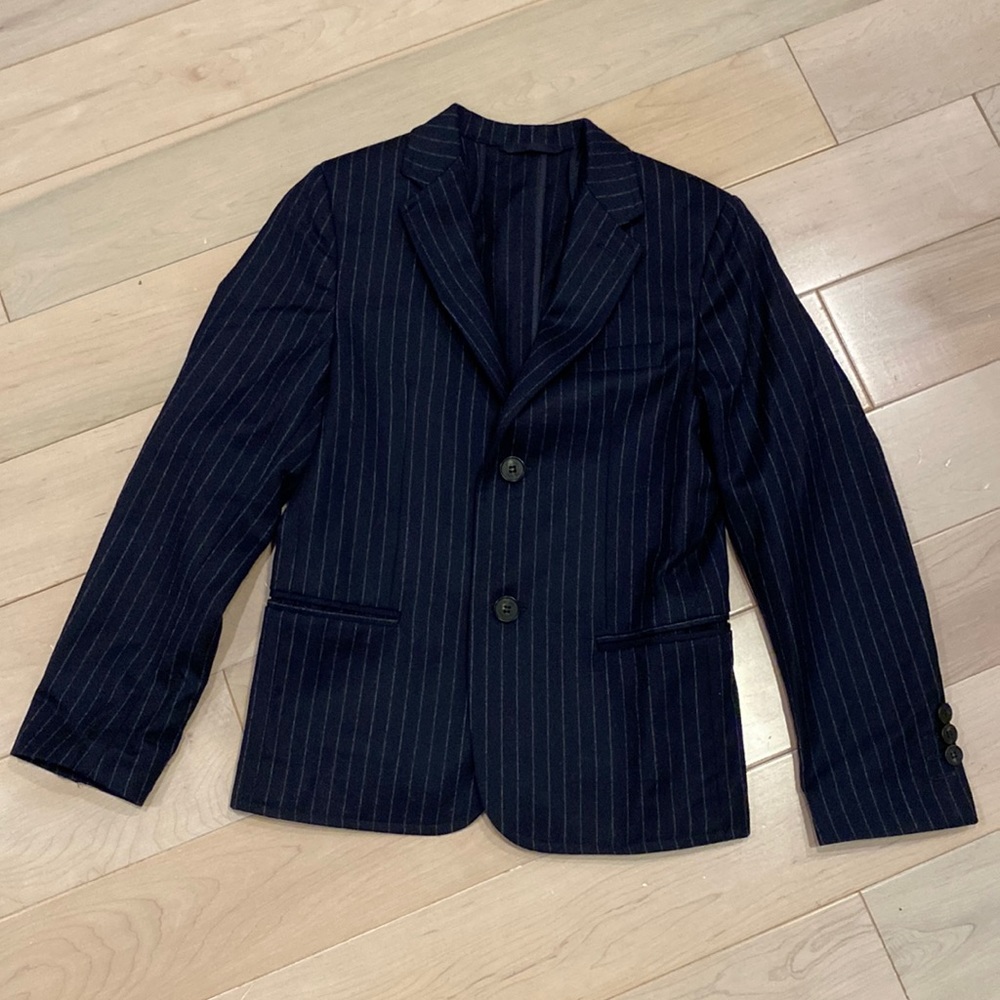 Dal Lago soft virgin wool boys black pin striped blazer jacket